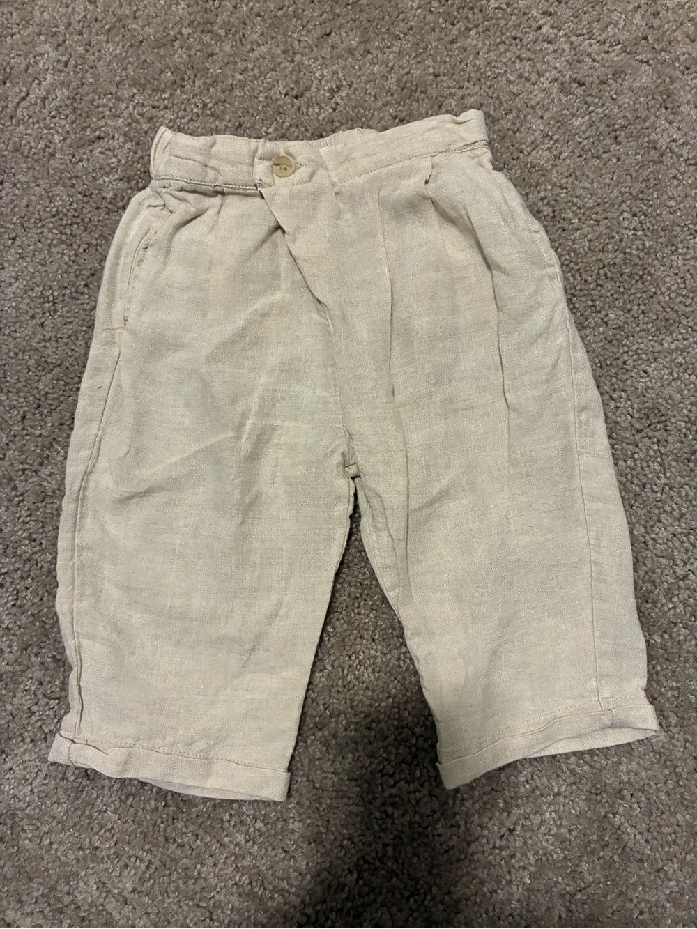 Zara Cream 100% Linen  Pull-On Kids Pants